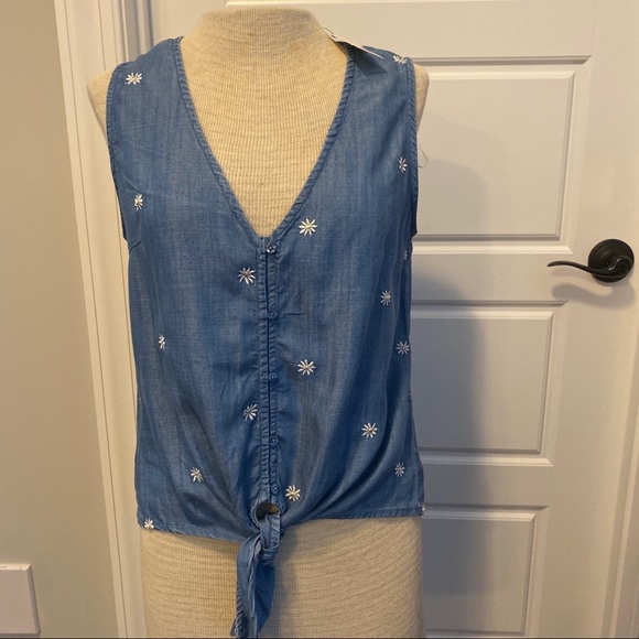Blue Sleeveless Crop Top Francesca's Denim Daisy - Picture 5 of 6